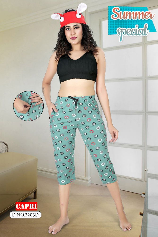 Summer Special Capri 2203 Night Wear Wholesale Pant Catalog
